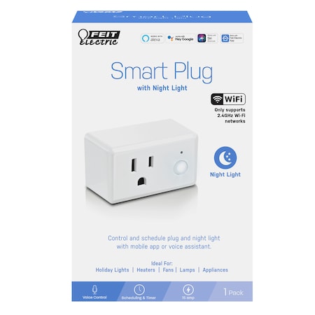 FEIT ELECTRIC PLUG W/NGHTLT SMART WHT PLUG/NL/WIFI